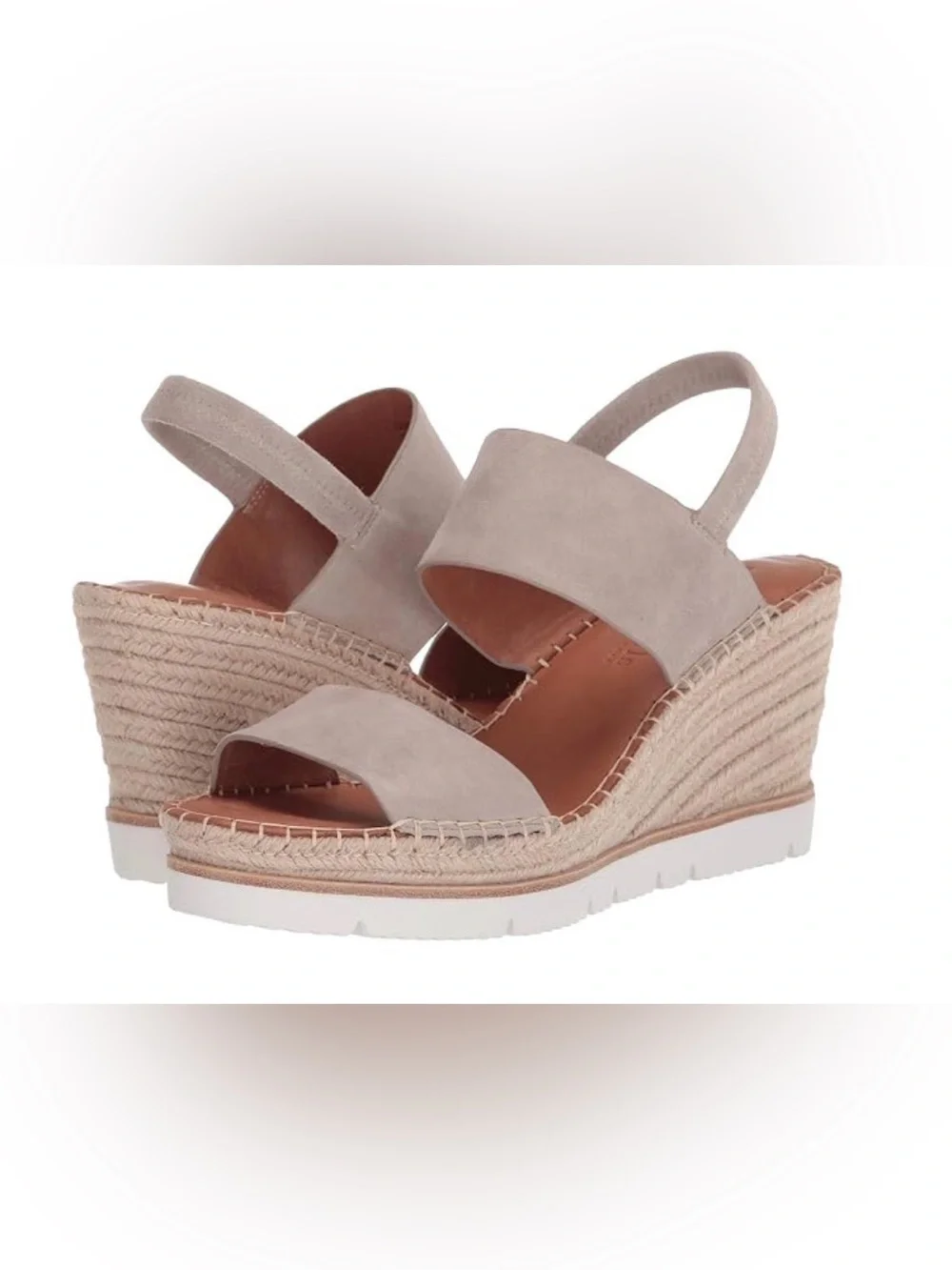 Women's Suede Espadrille Wedge Sandals in Taupe Suede